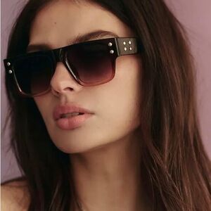 Free People Brisbane Studded Rectangle Sunglasses - Firecracker (Red) NWT ❤️